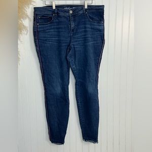 INC Womens 18  Skinny Leg Regular Fit  Jean With Red, White & Blue Side Detail